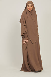 Abaya with Khimar Set - Smokey Taupe