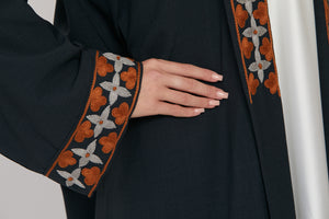 Luxury Botanical Garden Hand Embroidered Open Abaya