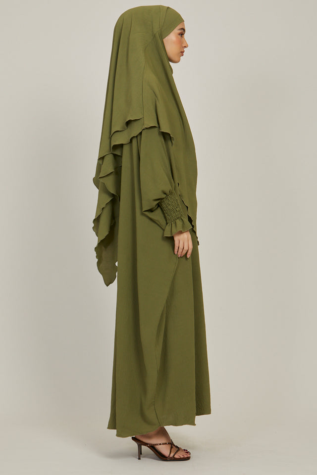 Abaya with Khimar Set - Olive