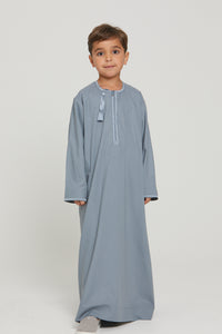 Junior Boys Premium Omani Thobe - Dusty Blue
