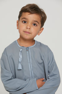 Junior Boys Premium Omani Thobe - Dusty Blue