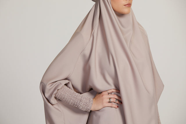 Two Piece Jilbab/ Prayer Set With Pockets - Nude Mink