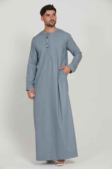 Premium Omani Thobe - Dusty Blue