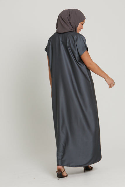Premium Satin Inner Slip Dress - Dark Shadow
