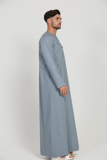 Premium Omani Thobe - Dusty Blue