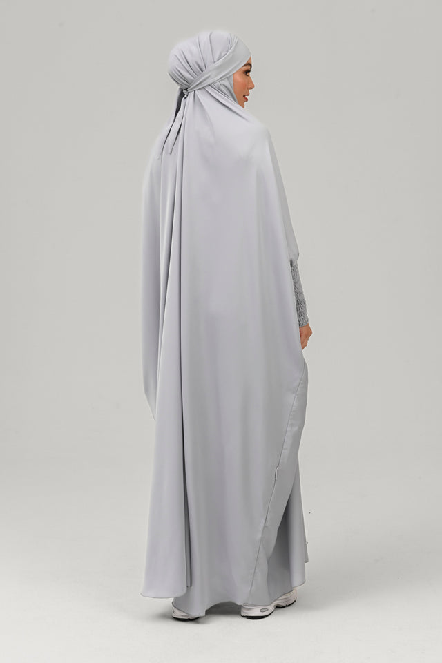 One Piece Full Length Jilbab/ Prayer Abaya - Silver Grey