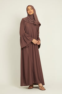 Plain Closed Abaya with Bell Sleeves - Mauve Taupe