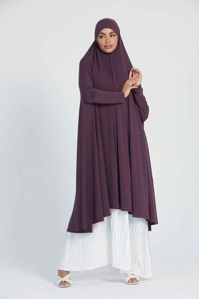 Premium Jersey Prayer Abaya  - Dusty Plum