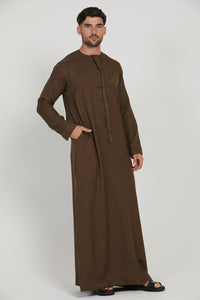 Premium Textured Emirati Thobe - Mocha