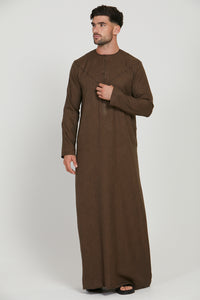 Premium Textured Emirati Thobe - Mocha