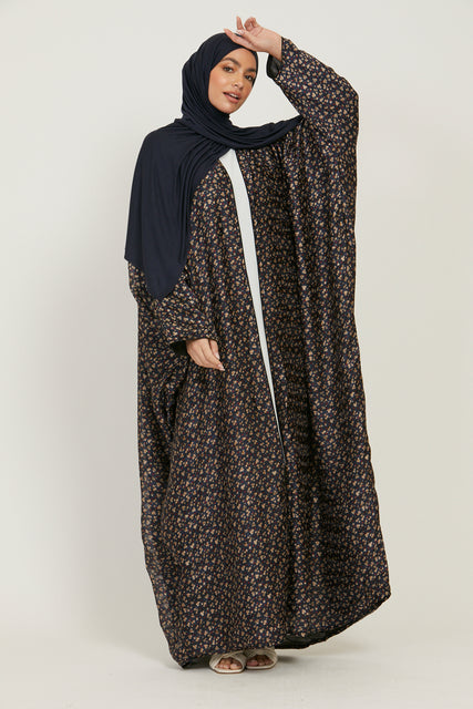 Dainty Floral Bisht - Navy - Limited Edition