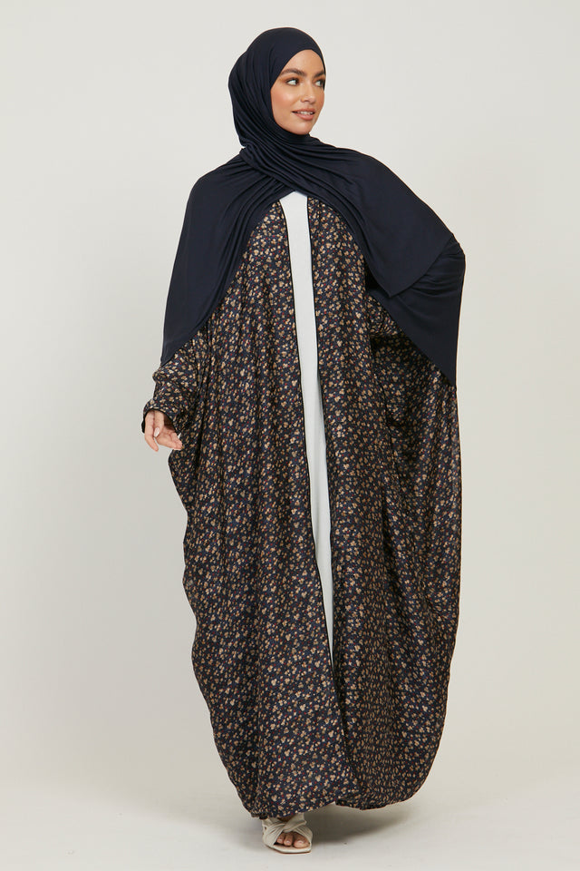 Dainty Floral Bisht - Navy - Limited Edition