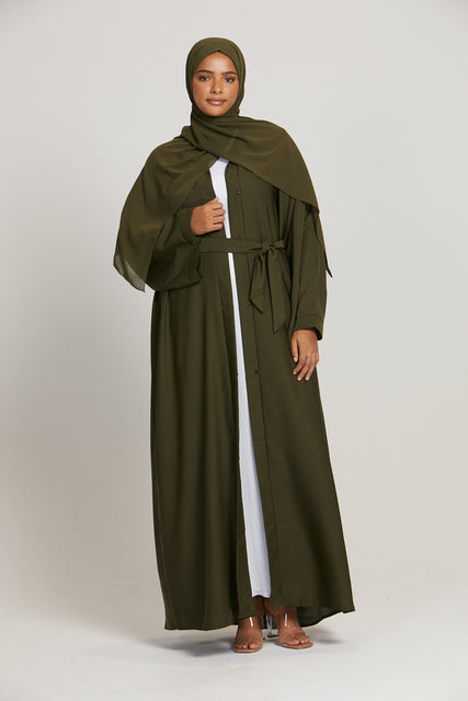 Plus Size Khaki Open Abaya