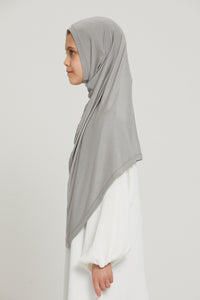 Junior Girls Premium Jersey Khimar - Silver/Grey