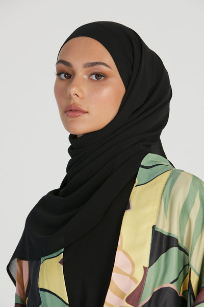 Black Instant Hijab - Ready-to-Wear Chiffon Hijab – AbayaButh