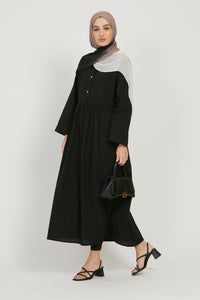 Premium Black Cotton Dress with Pockets