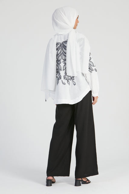 Embroidered Kimono Jacket with Grey Embellishments