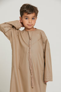 Junior Boys Premium Emirati Thobe - Warm Sand