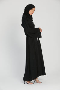 Dainty Embellished Black Open Abaya