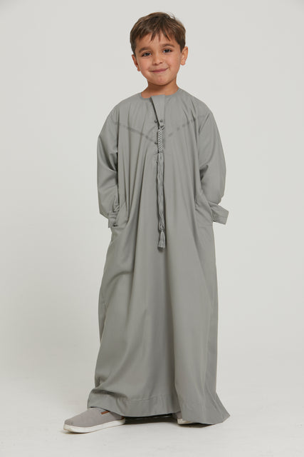 Junior Boys Premium Emirati Thobe - Khaki Grey