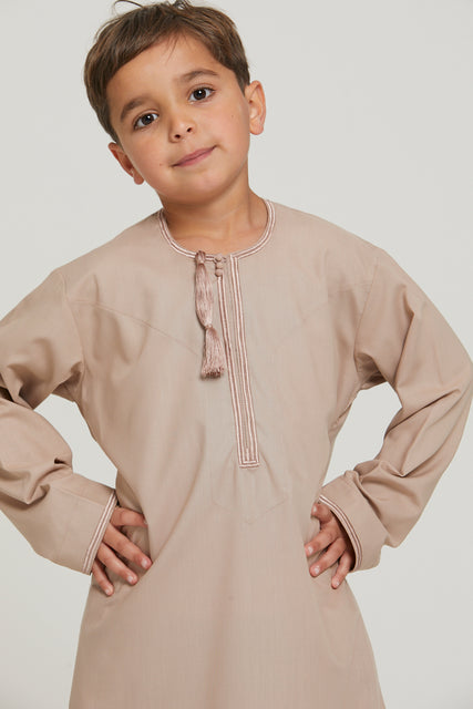 Junior Boys Premium Omani Thobe - Rose Dust