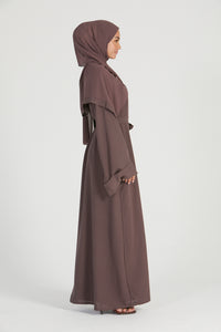 Linen Closed Abaya with Pockets- Deep Mauve