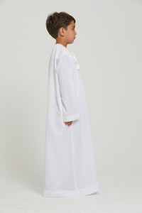Junior Boys Premium Royal White Omani Thobe