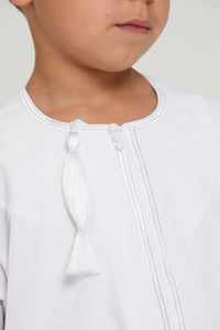 Junior Boys Premium Royal White Omani Thobe