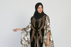 Luxury Bronze Palm Leaf Cape with Gold Abstract