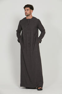 Premium Textured Emirati Thobe - Dark Charcoal