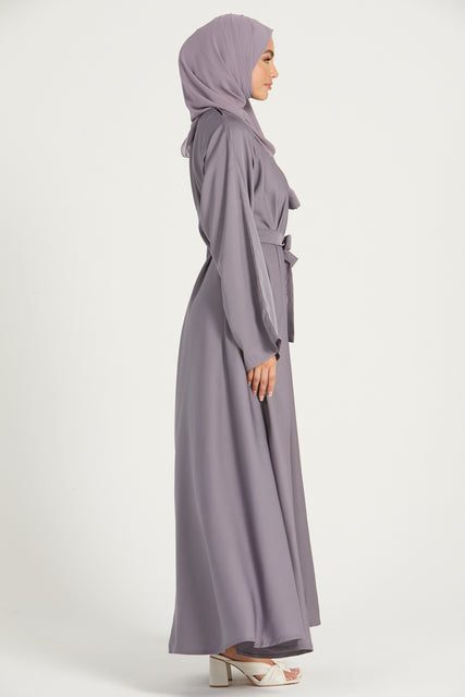 Lilac Grey Umbrella Cut Closed Abaya