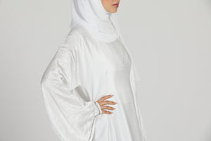Premium Flared Cut Closed Abaya - White- LIMITED EDITION