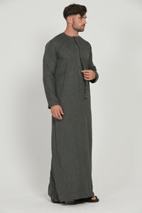 Premium Textured Emirati Thobe - Khaki Olive