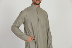 Premium Kuwaiti Thobe With Pocket - Vintage Khaki