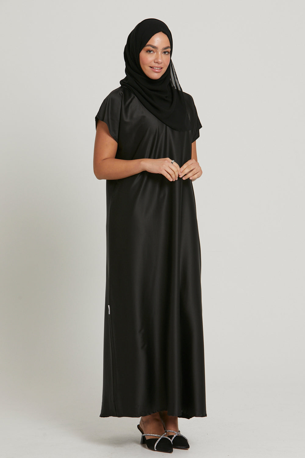 Premium Satin Inner Slip Dress - Black - Adult - 56 - Abayabuth Premium Satin Inner Slip Dress - Black - Adult - 56 - Abayabuth