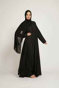 Premium Umbrella Cut Closed Abaya - Black