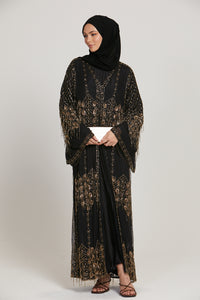 Luxury Royal Gold Embellished Open Abaya