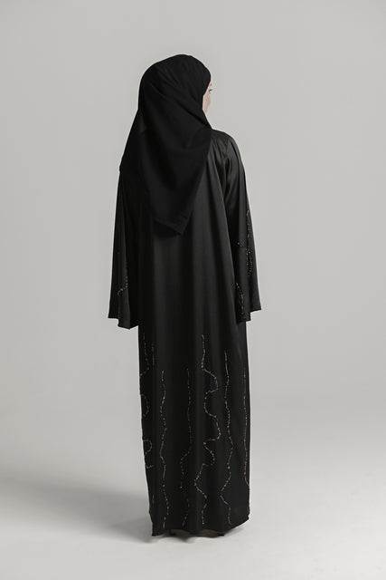 Luxury Opulent Open Abaya with Hand Stitched Embellishments