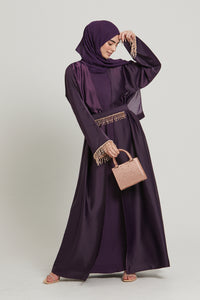Four Piece Open Abaya Set with Tassel Cuff - Majesty