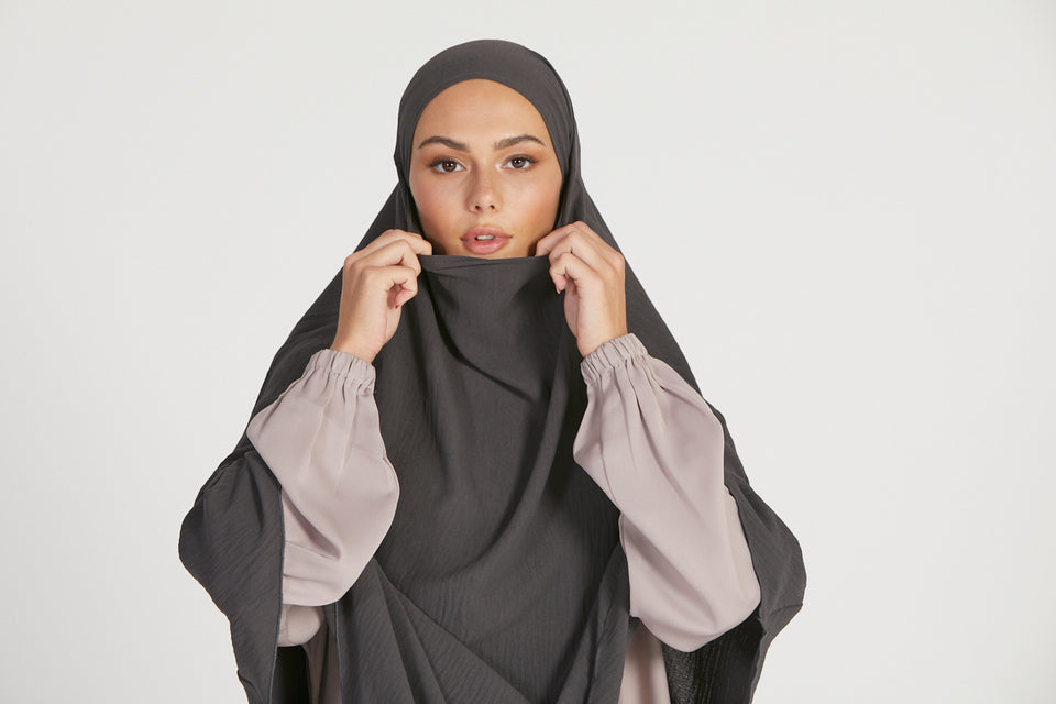 One Layer Khimar - Charcoal