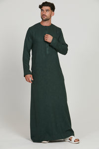 Premium Textured Emirati Thobe - Forest Green