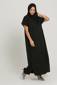 Classic Open Abaya with Embellished Dewdrop Tassel Cuff - Rich Auburn