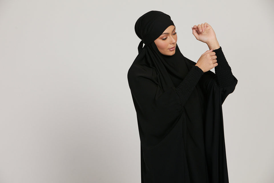 Premium One Piece Full Length Jilbab/ Prayer Abaya - Black