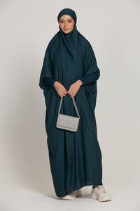 One Piece Full Length Jilbab/ Prayer Abaya - Zipped Cuffs And Pockets - Deep Teal