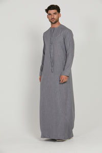 Premium Textured Emirati Thobe - Light Grey
