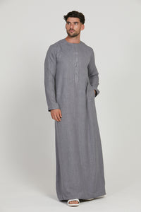 Premium Textured Emirati Thobe - Light Grey