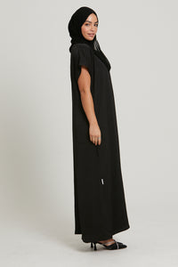 Premium Soft Sheen Crush Inner Slip Dress - Black