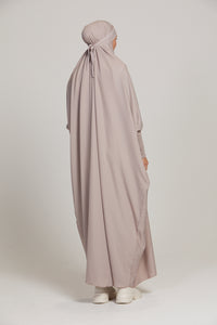 One Piece Full Length Jilbab/ Prayer Abaya - Zipped Cuffs And Pockets - Nude Mink