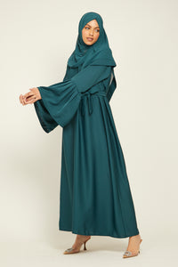 Plain Closed Abaya with Bell Sleeves - Teal