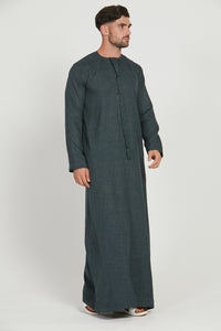 Premium Textured Emirati Thobe - Teal Green